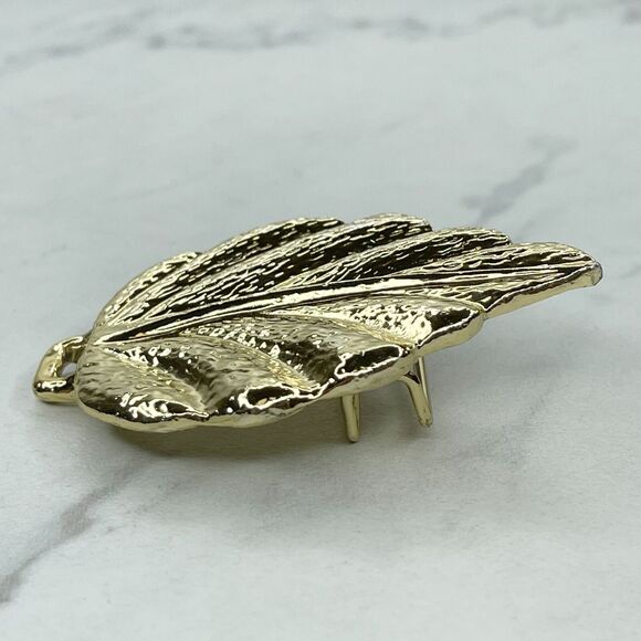 Vintage Gold Tone Leaf Belt Buckle Piece - Picture 5 of 5